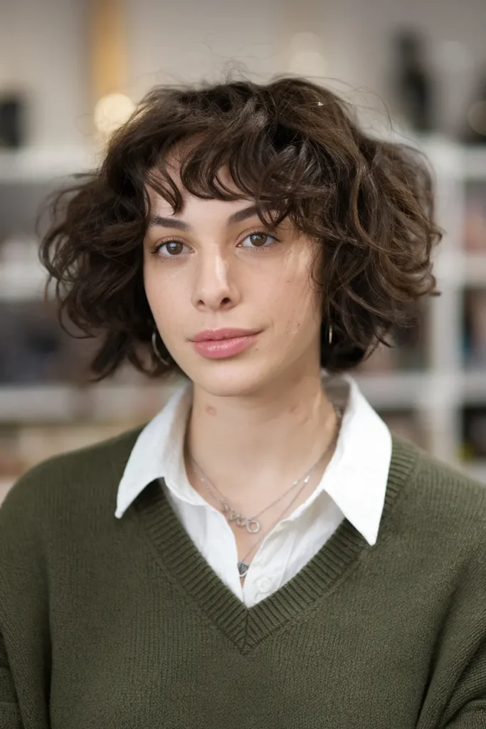 Curly Bob with Micro Bangs