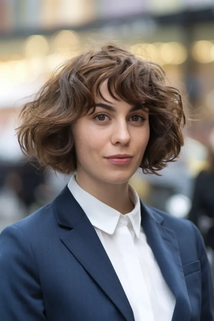 Curly Bob with Side Bangs