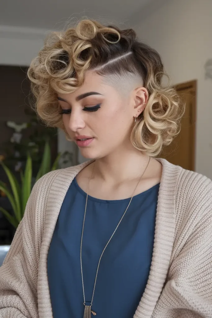 Curly Bob with Undercut Design