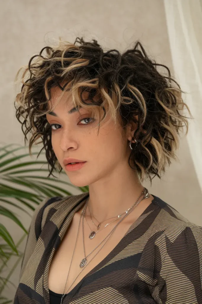 Edgy Curly Haircut with Short Nape and Long Top