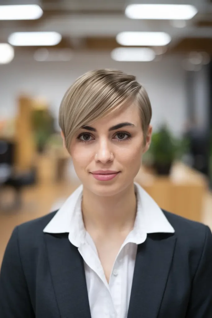 Feathered Short Pixie with Full Bangs 1