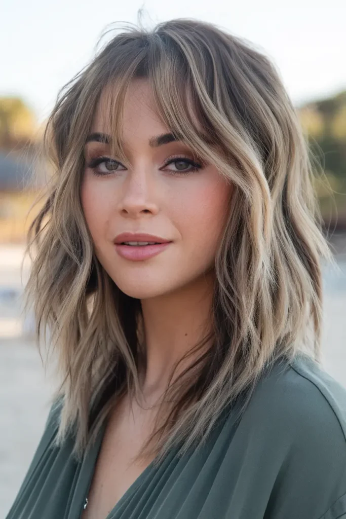 Fun Beach Waves with Choppy Bangs