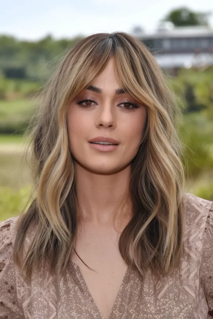 Highlighted Long Arched Bangs