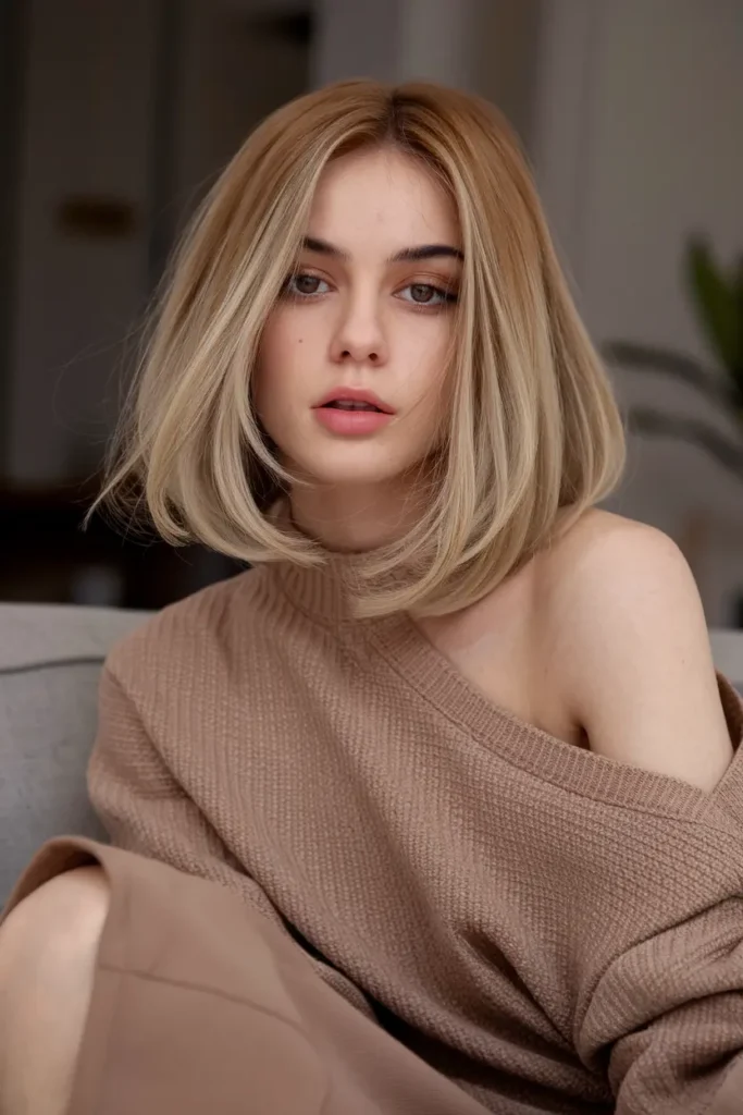 Honey Blonde Collarbone Bob