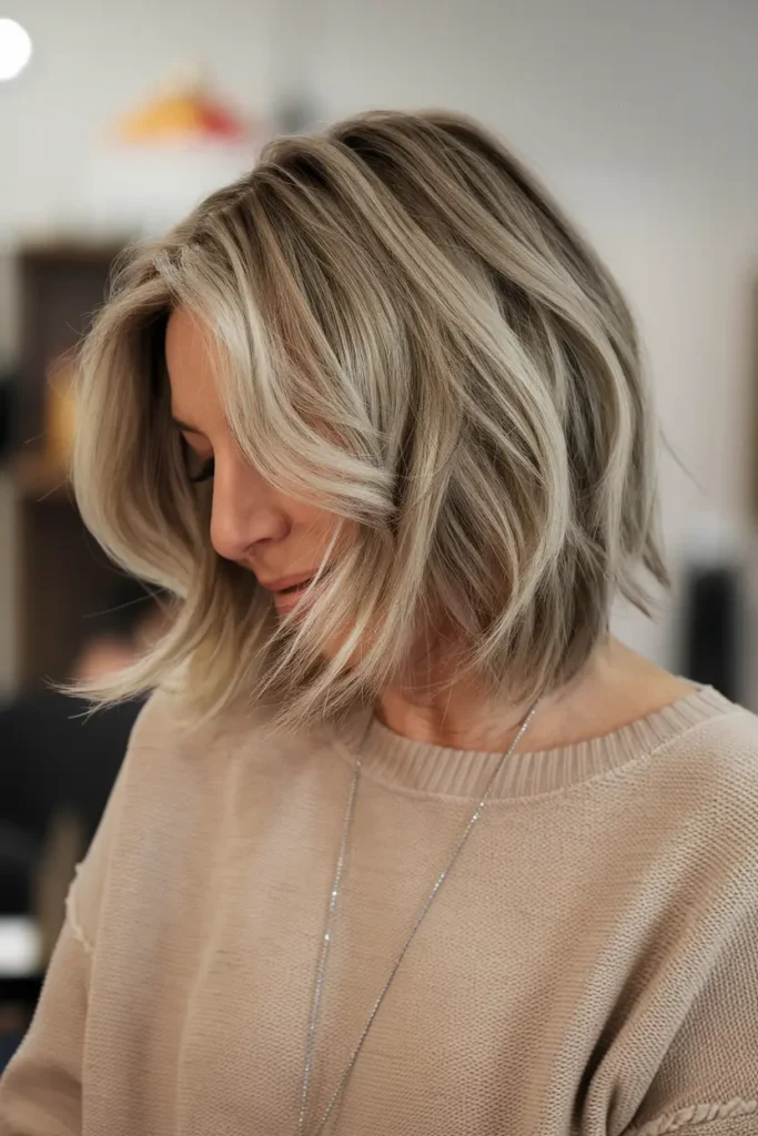 Mid Length Shaggy Bob Hairstyle for Wavy Hair