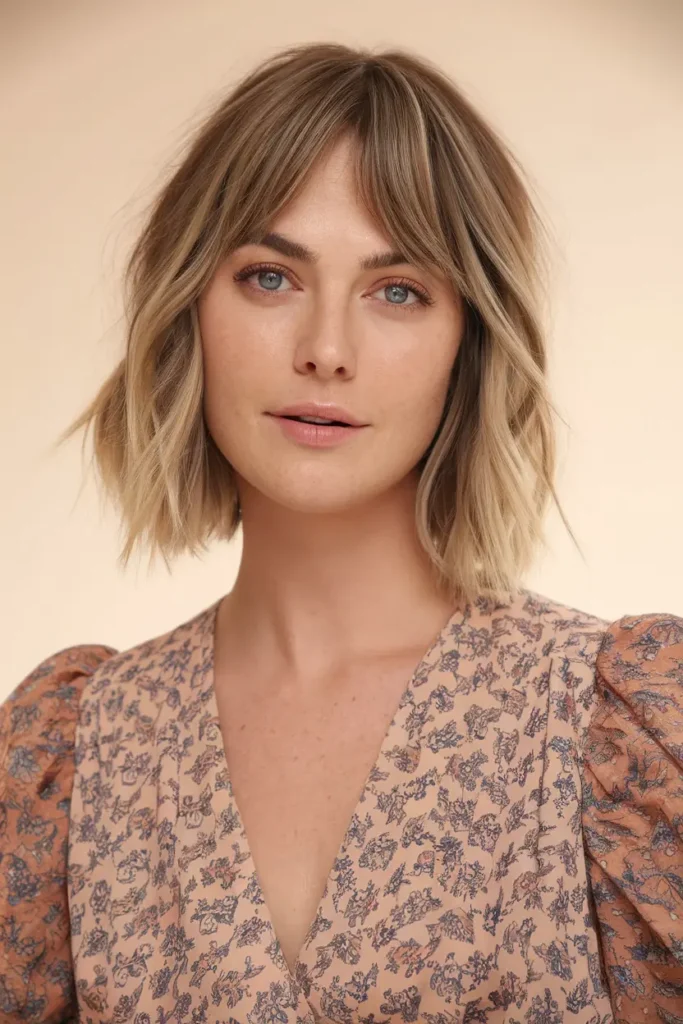 Modern Middle Length Haircut with Bangs