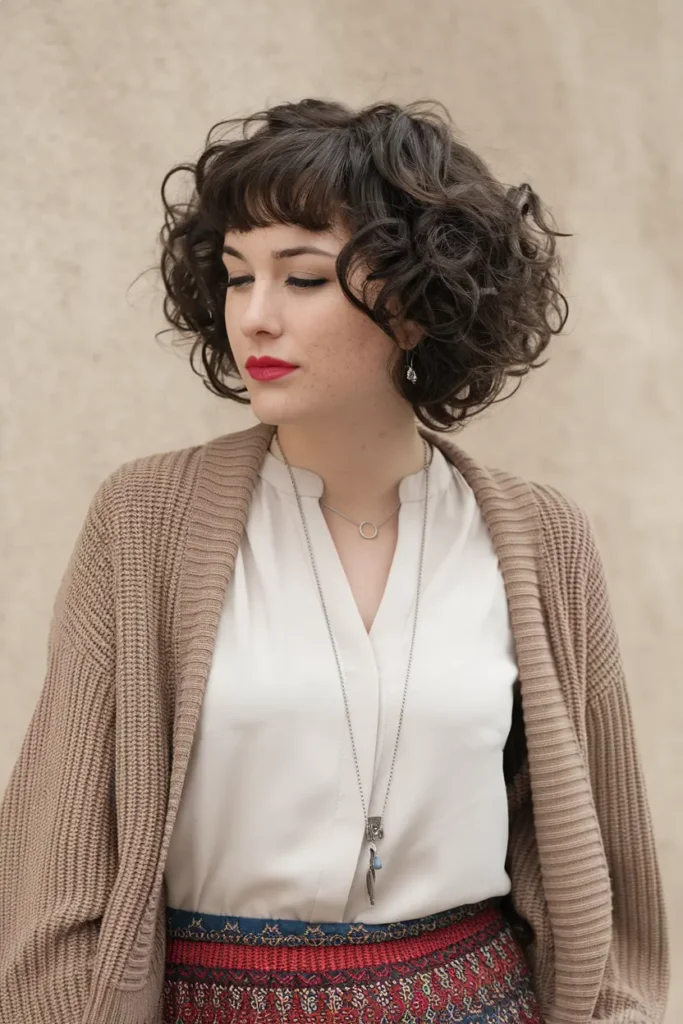 Retro Inspired Curly Flip Bob