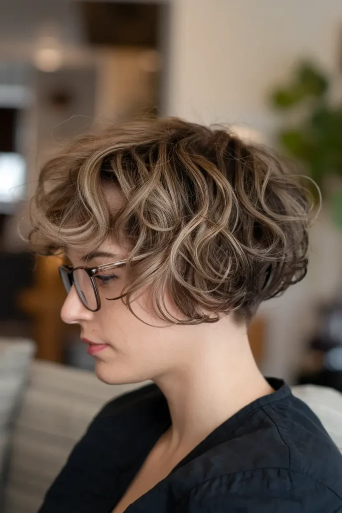 Shaggy Curly Brunette Bob