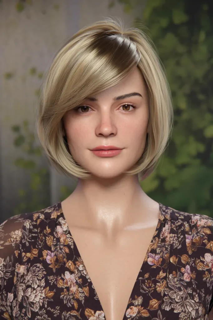 Short Blonde Bob with Side Swept Bangs 1