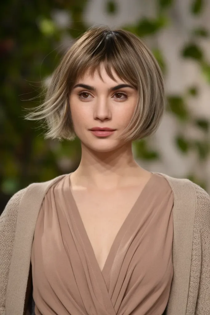 Short Bob with Wispy Curtain Bangs