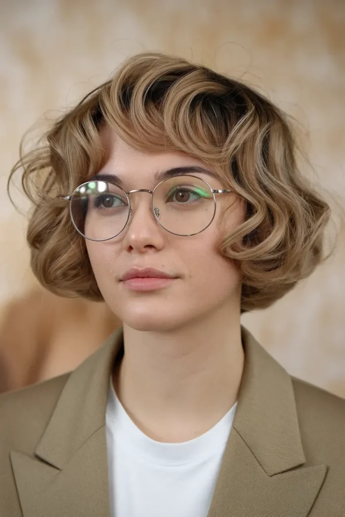 Soft Curly Inverted Bob for Shorter Hair