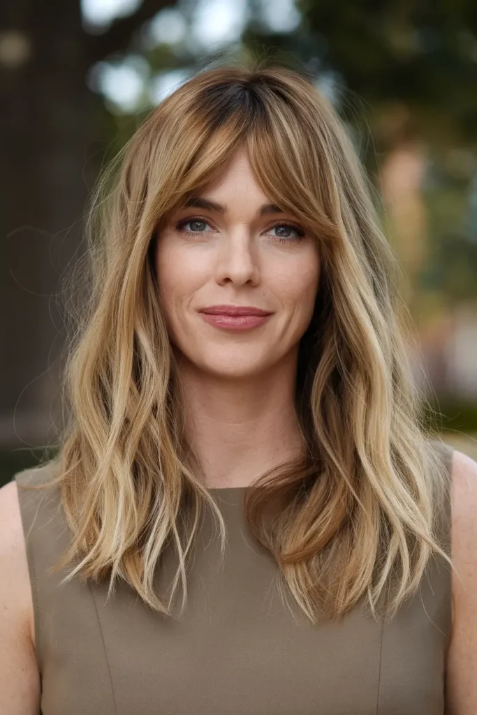 Textured Blonde Hair with Curtain Bangs