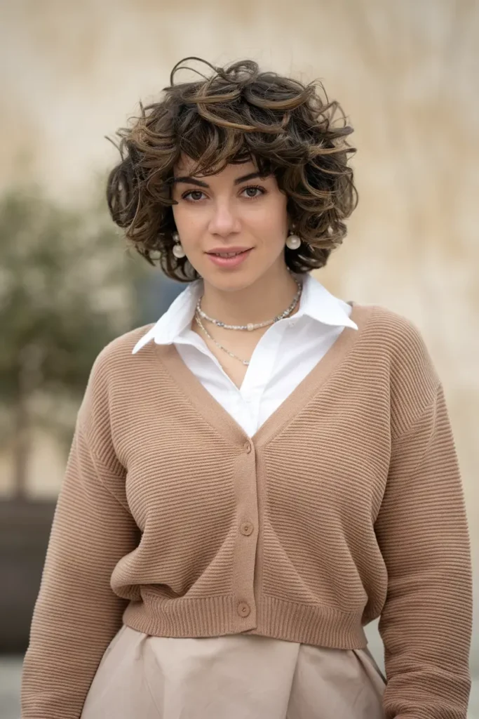 Textured Curly Bob with Choppy Layers