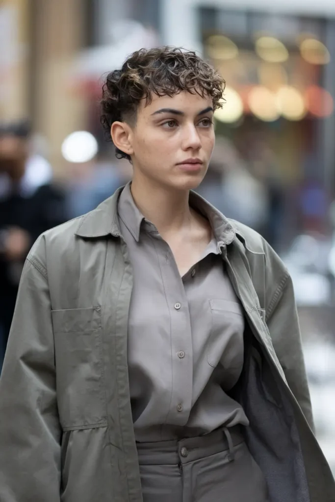 Ultra Short Curls with Faded Sides