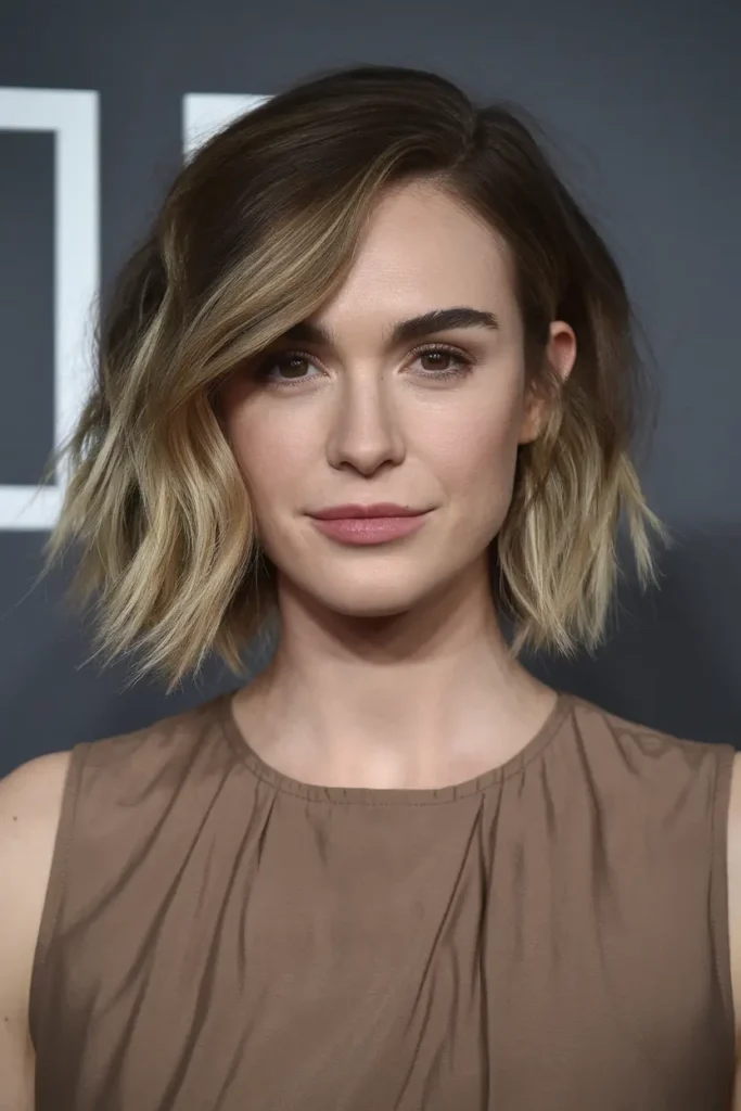 Wavy Angled Bob with Chopped Ends