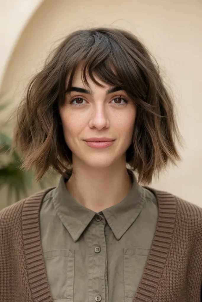 Wavy Bob with Full Fringe