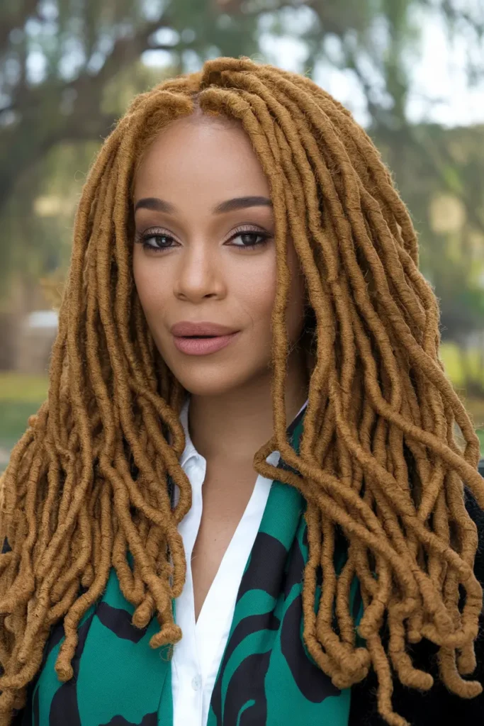 Wavy Golden Locs for Thick Hair 1