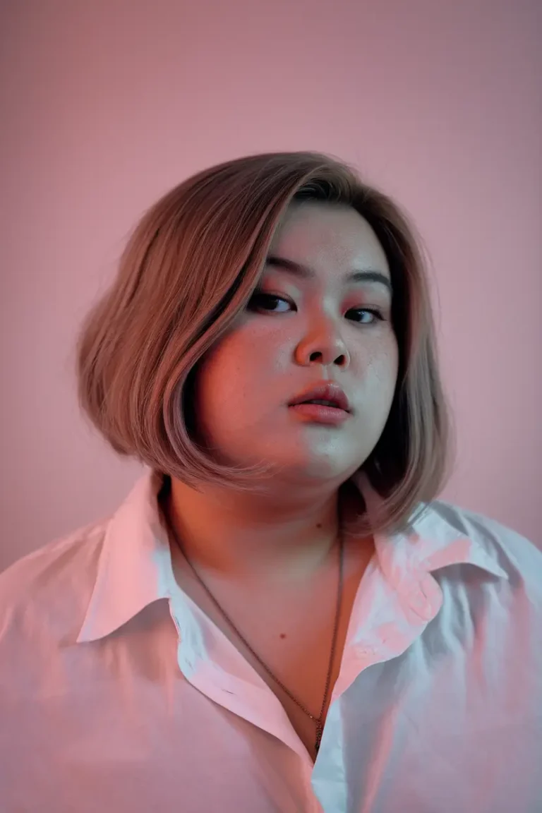 Asymmetrical Bob Short Haircut for Chubby Faces