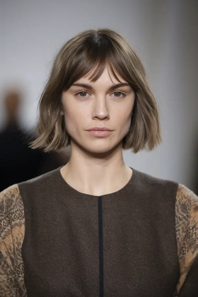 11. Sleek and Chic Middle Part Cut with Bangs