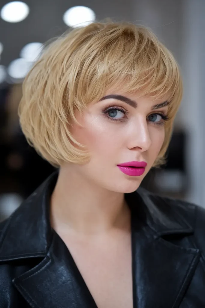 16. Short Golden Blonde A Line Bob