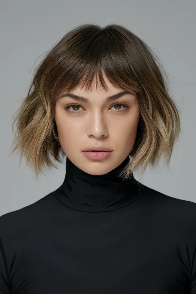 16. Short Hairstyle with Volume and Fringe