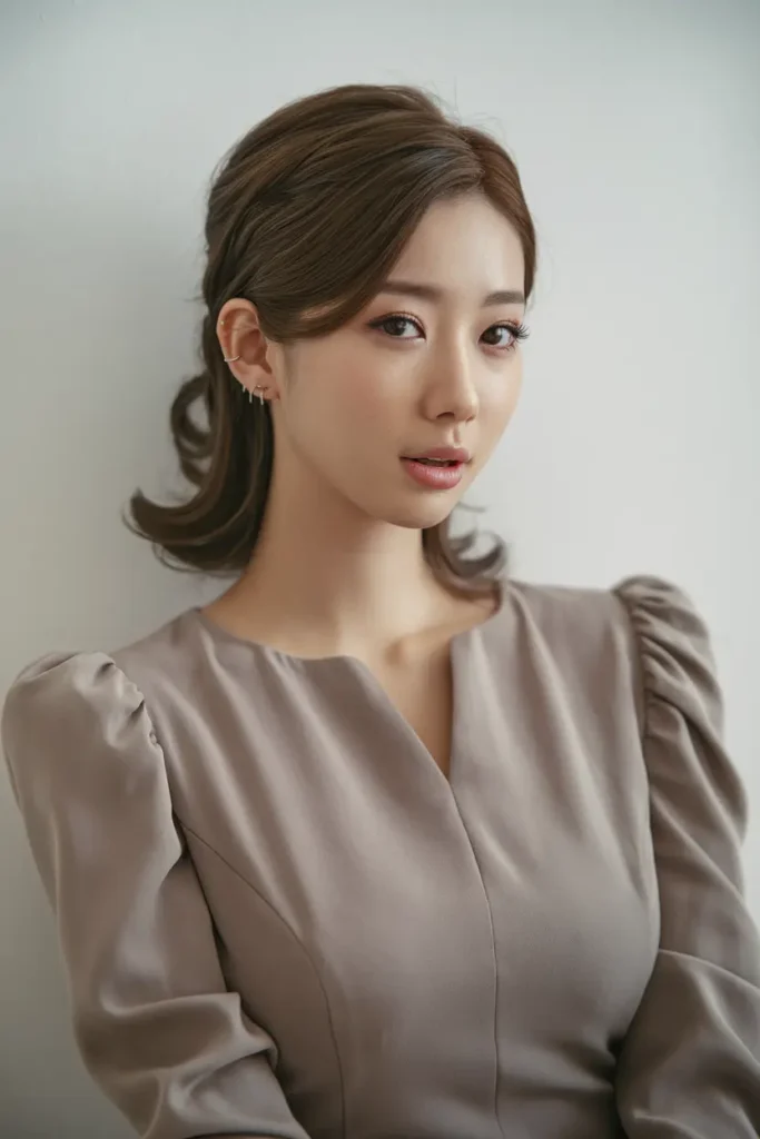 17. Korean Hairstyle Female Half Up Style