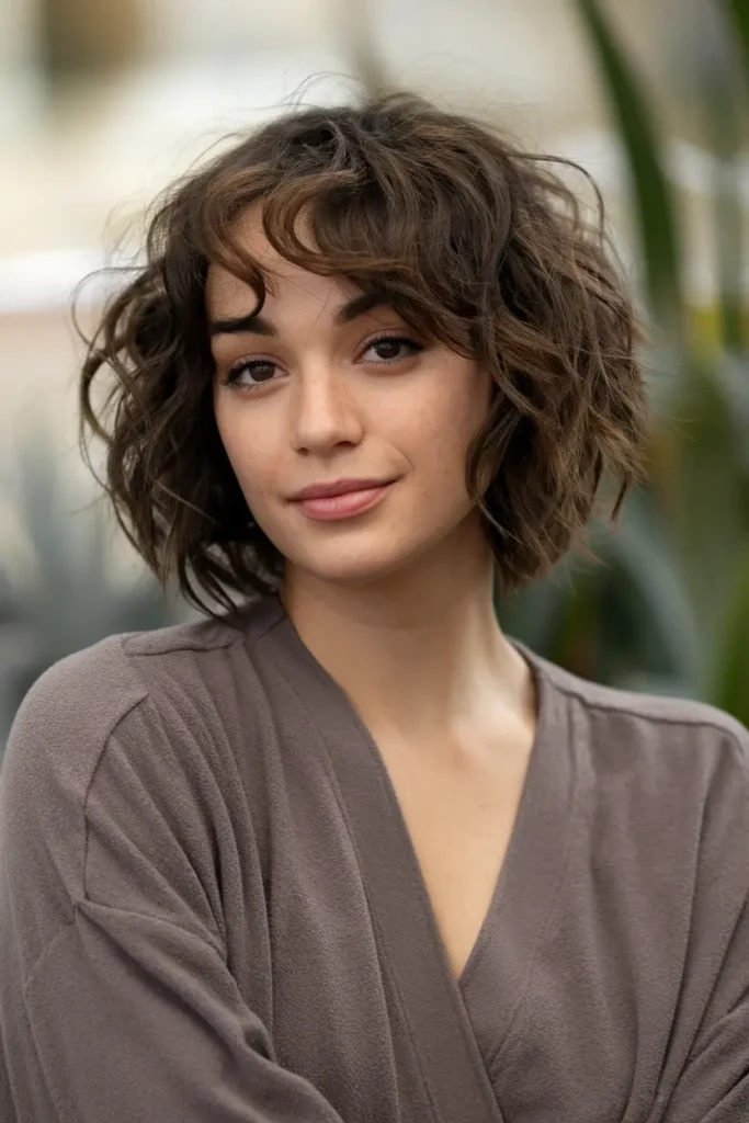 19. Short Curly Hair with Framing Layers