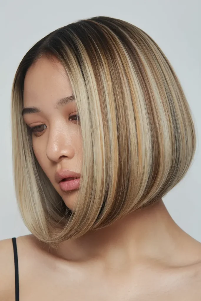 20. Perfect Inverted Bob with Thin Highlights