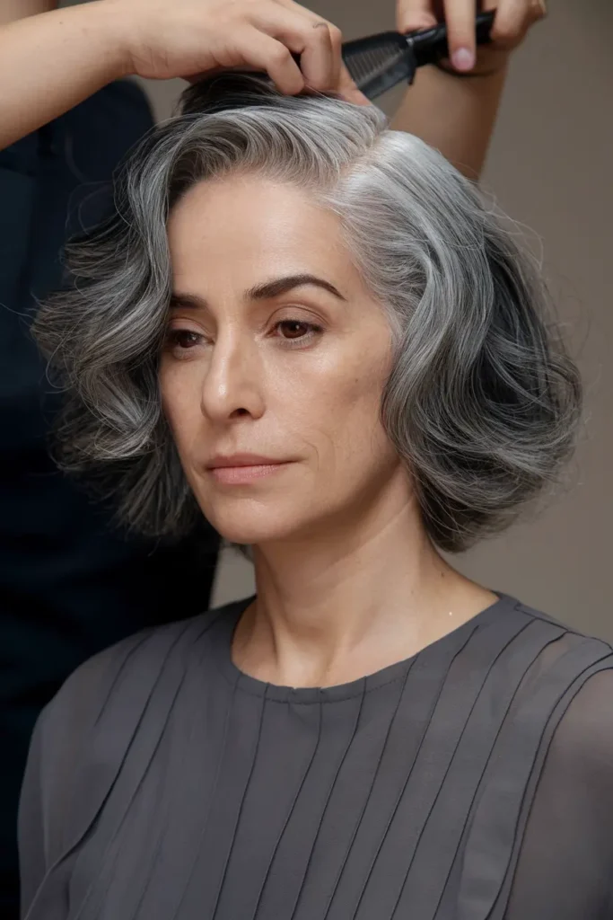 22. Chic Gray Hair Perm