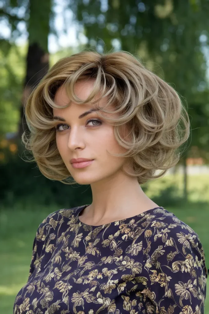 28. Short Stacked Bob with Spiral Curls