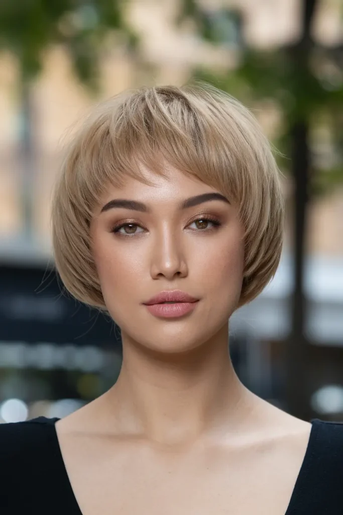 29. Short Rounded Feathered Bob