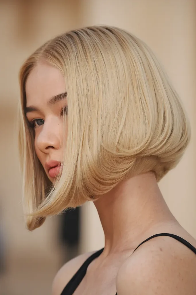 34. One Length Rounded Blonde Bob