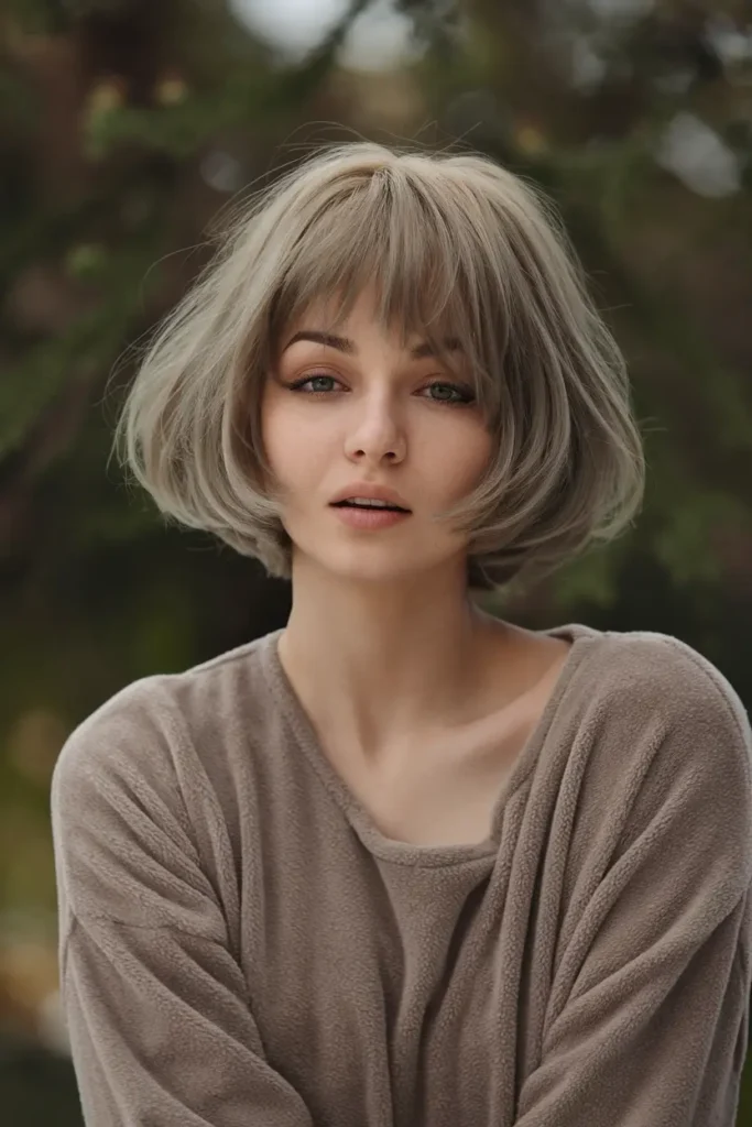 38. Classic Short Bob with Soft Curtain Bangs