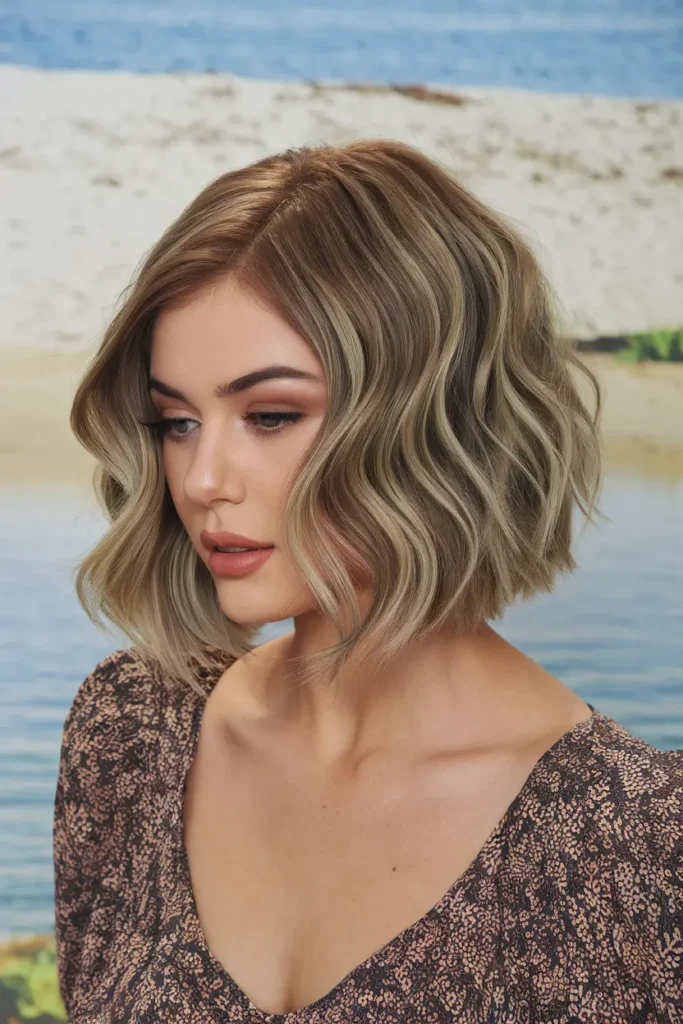 6. Beach Wave Perm on Short Bob