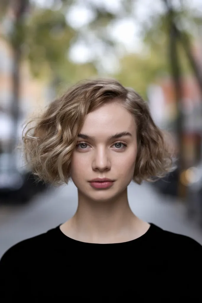 6. Curly Bob with Side Part