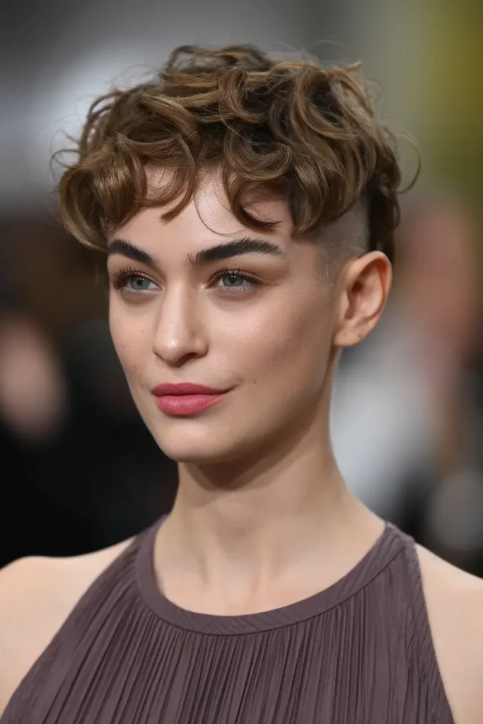 7. Wavy Undercut Pixie with Curly Bangs