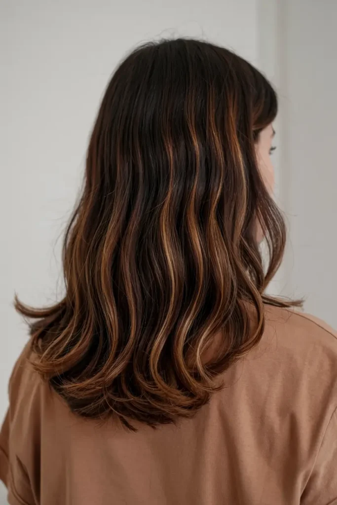 1. Caramel Balayage on Black Hair