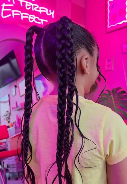 Two Side-Parted Pigtails