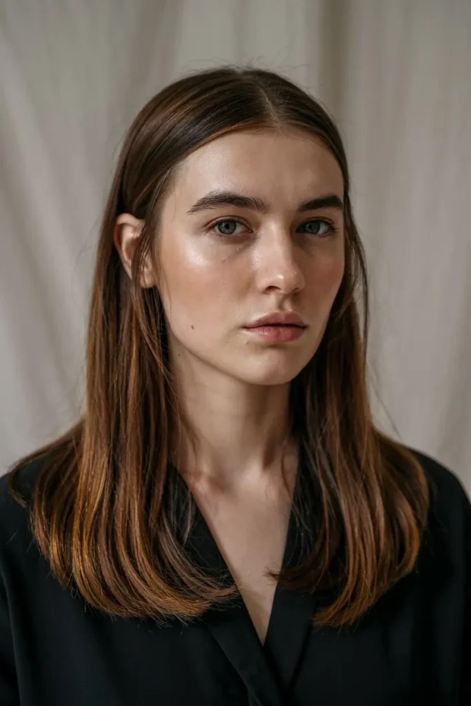 10. Middle Part Sleek Style