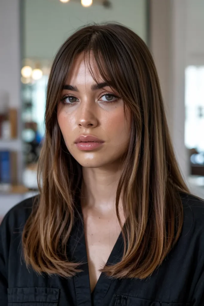 Hot Baddie Hairstyles Latina Straight hair Looks You Need 10 10. Straight Hair with Curtain Bangs