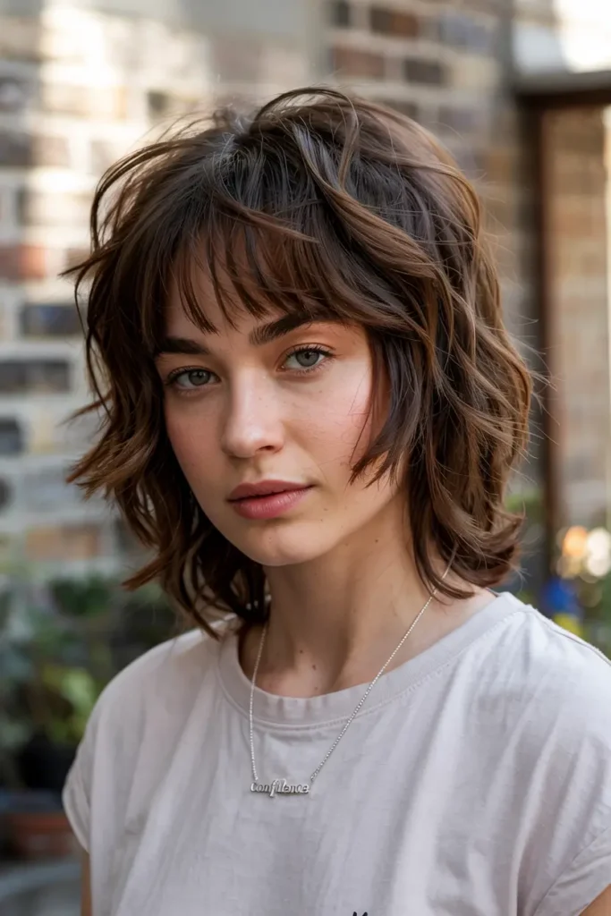 12. Voluminous Wolf Cut with Bangs