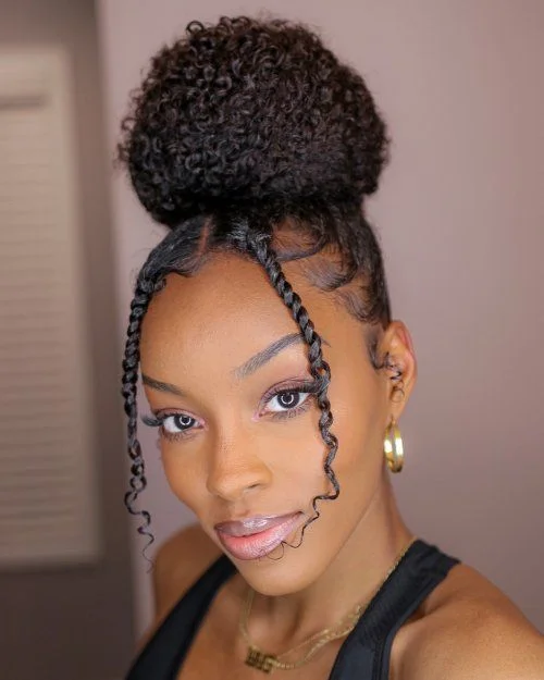 Curly Top Knot Bun