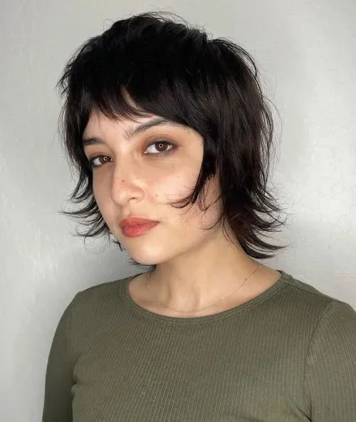 Tapered Wolf Cut with Bangs