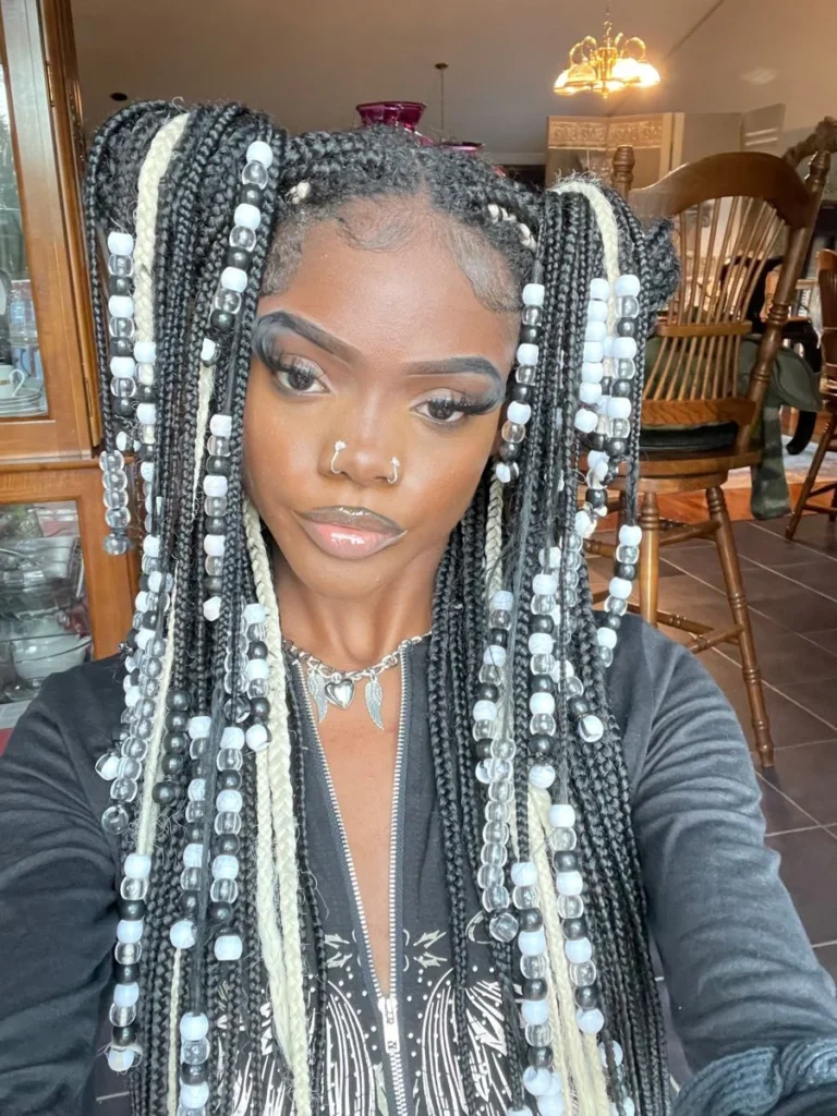 Braided Pigtails with Beaded Curls