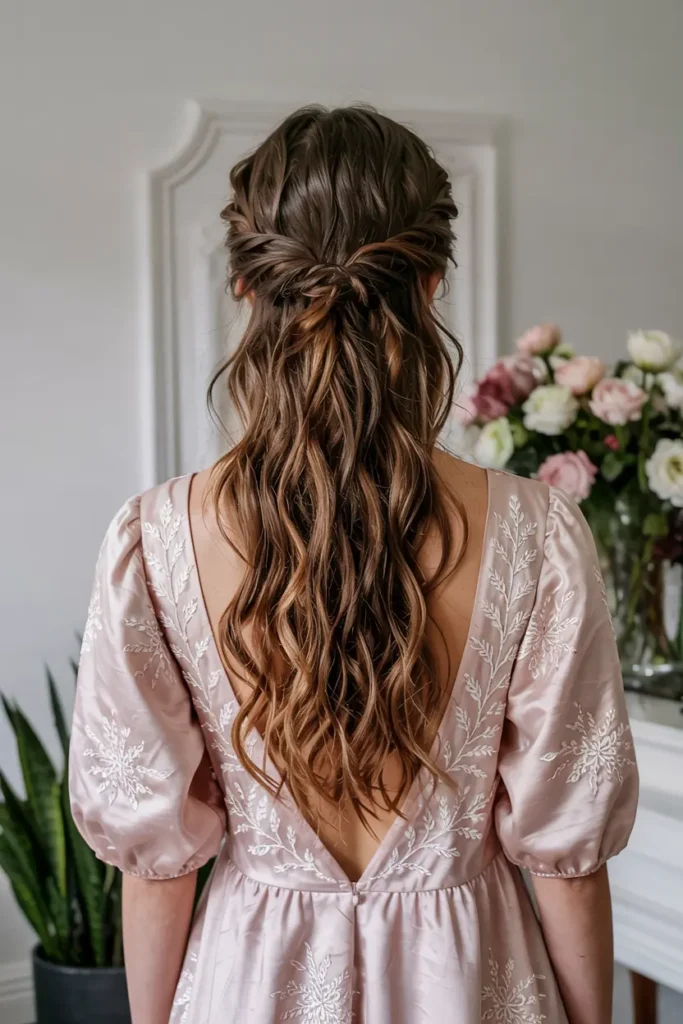 14. Curly Half Up Style