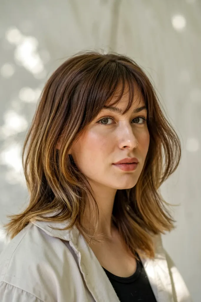 14. Tapered Wolf Cut with Bangs