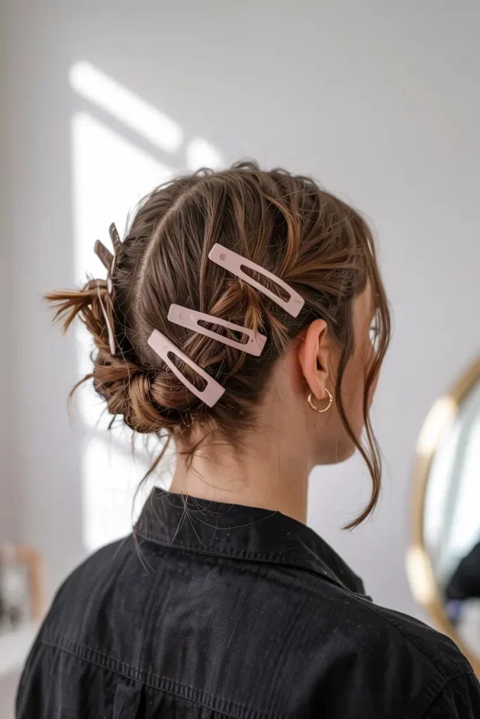 15. Minimalist Updo with Clips