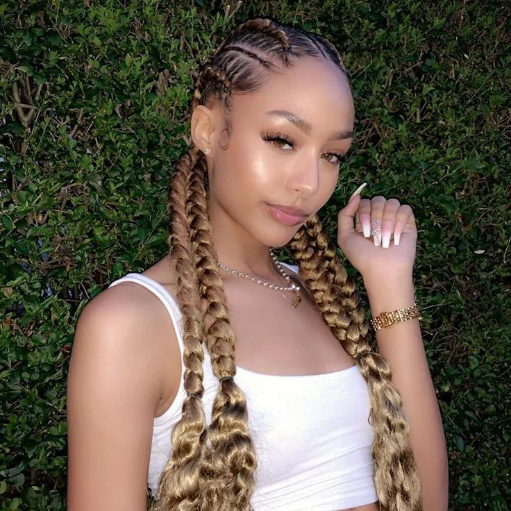 Protective Curly Pigtail Braids