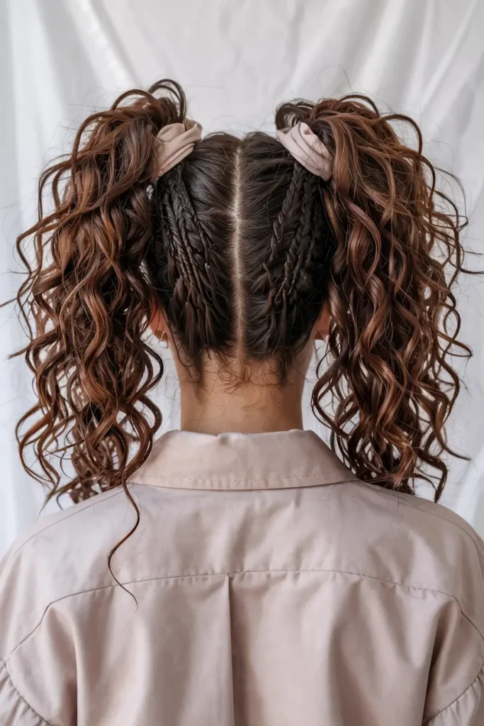 2. Curly High Pigtails