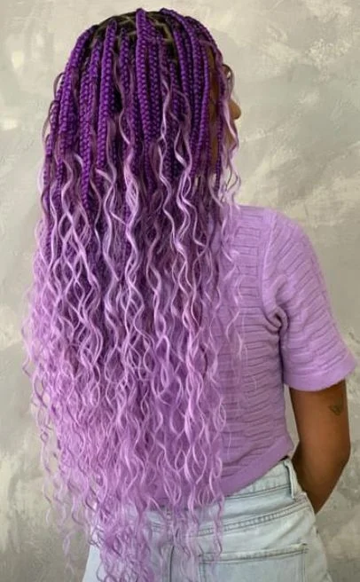 Braided Pigtails with Colorful Curls